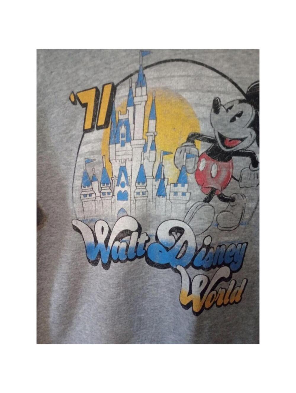 Disney Parks Retro '71 Mickey Mouse Gray Knot Front Crop Hoodie M - Picture 2 of 5